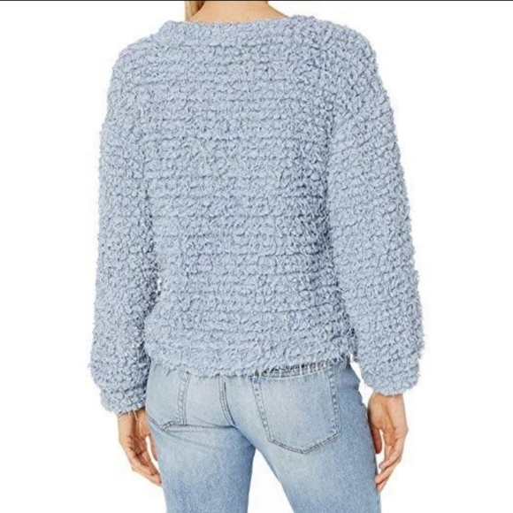 Vince Camuto Top Textured Eyelash Pullover Mock Neck Long Sleeve Grey Blue M NWT - Picture 6 of 8